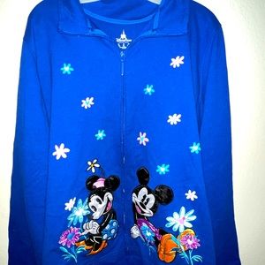 Disney Mickey and Minnie Mouse Royal Blue Floral Jacket Womens XXL